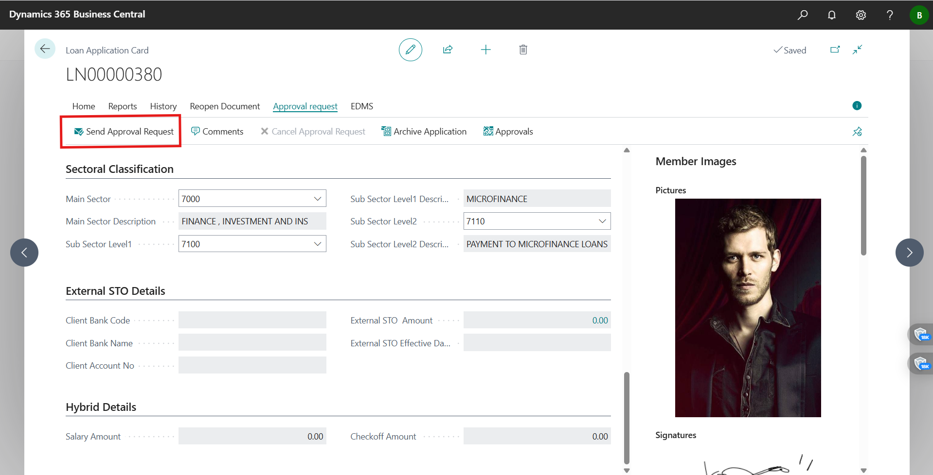 Send for Approval action